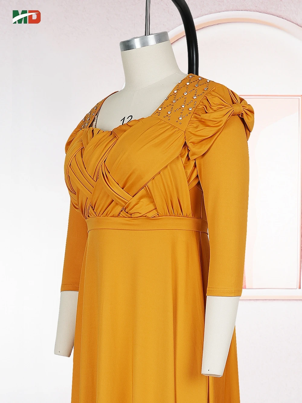 MD 2025 الملابس الأفريقية الجديدة للنساء فستان موضة نصف كم فستان الزفاف المسائي فستان الحفلات الماس فستان ماكسي يومي غير رسمي #5