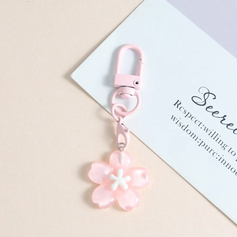 Cute Resin Cherry Blossom Keychain Colorful DIY Floral Keychains Car Key Ring Backpack Decoration