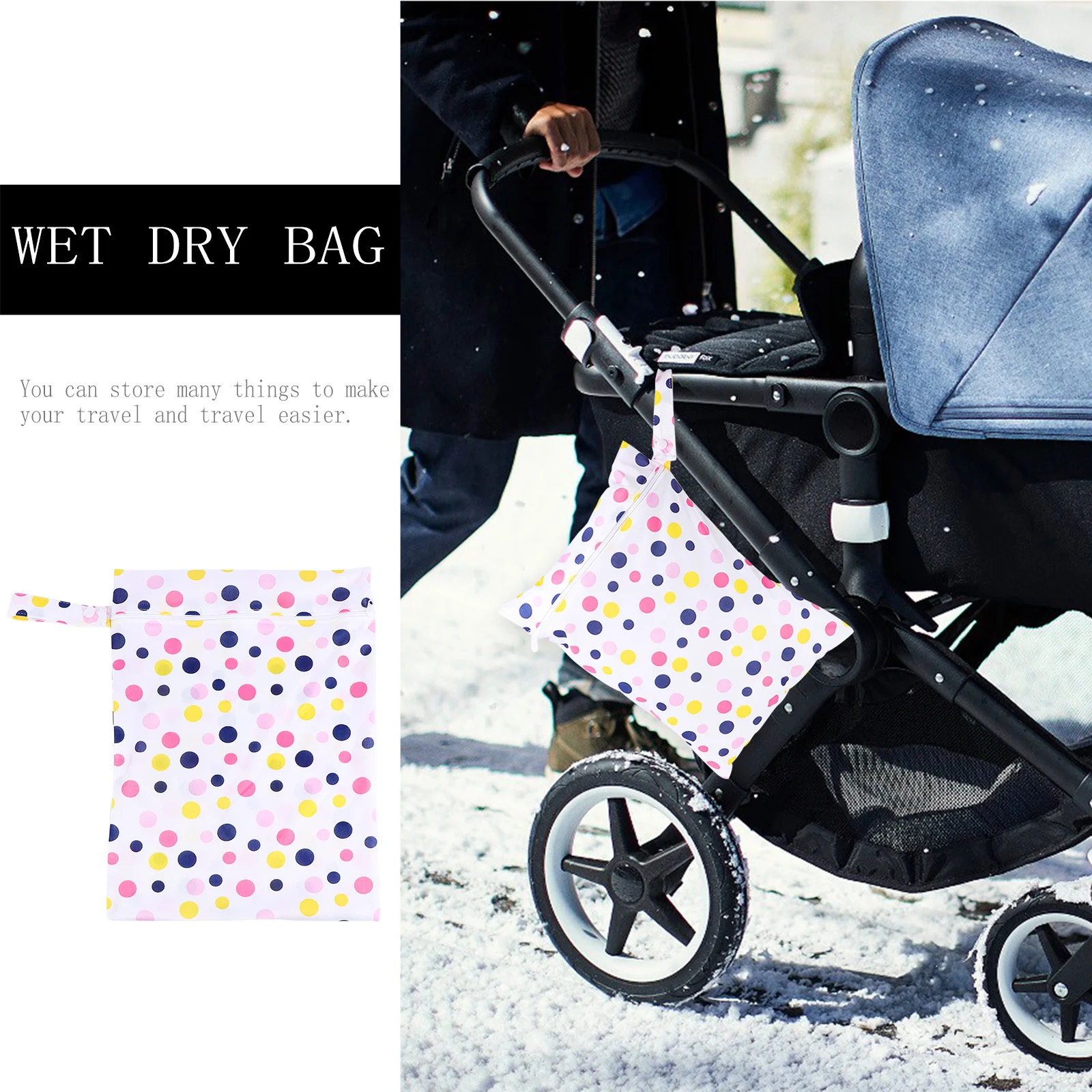 Compact Diaper Wet Dry Bag Reusable Waterproof Multi Pocket Organizer for Travel Business Daily Use Mobile Phone Baby Bottle