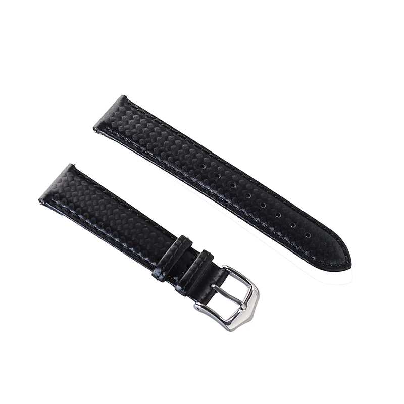 20mm 22mm Carbon Fiber pattern Leather Mens black Watchband For Universal Brand Watch Strap