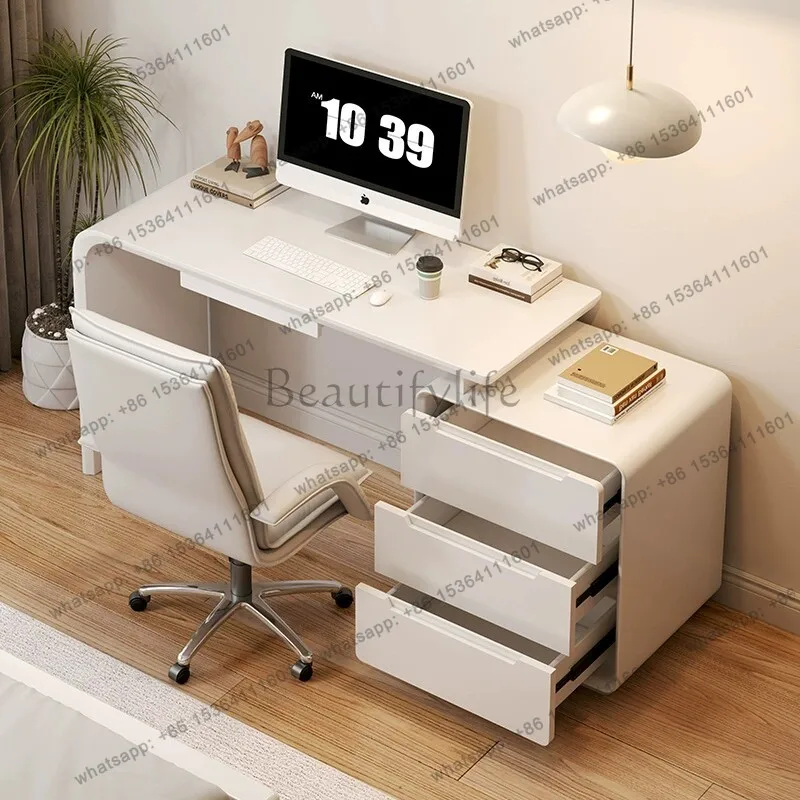 LJY Minimalist Modern Office Desk Wooden Study Standing Drawer Luxury Nordic Office Desk Aesthetic Design Tavolino Home Furnitur