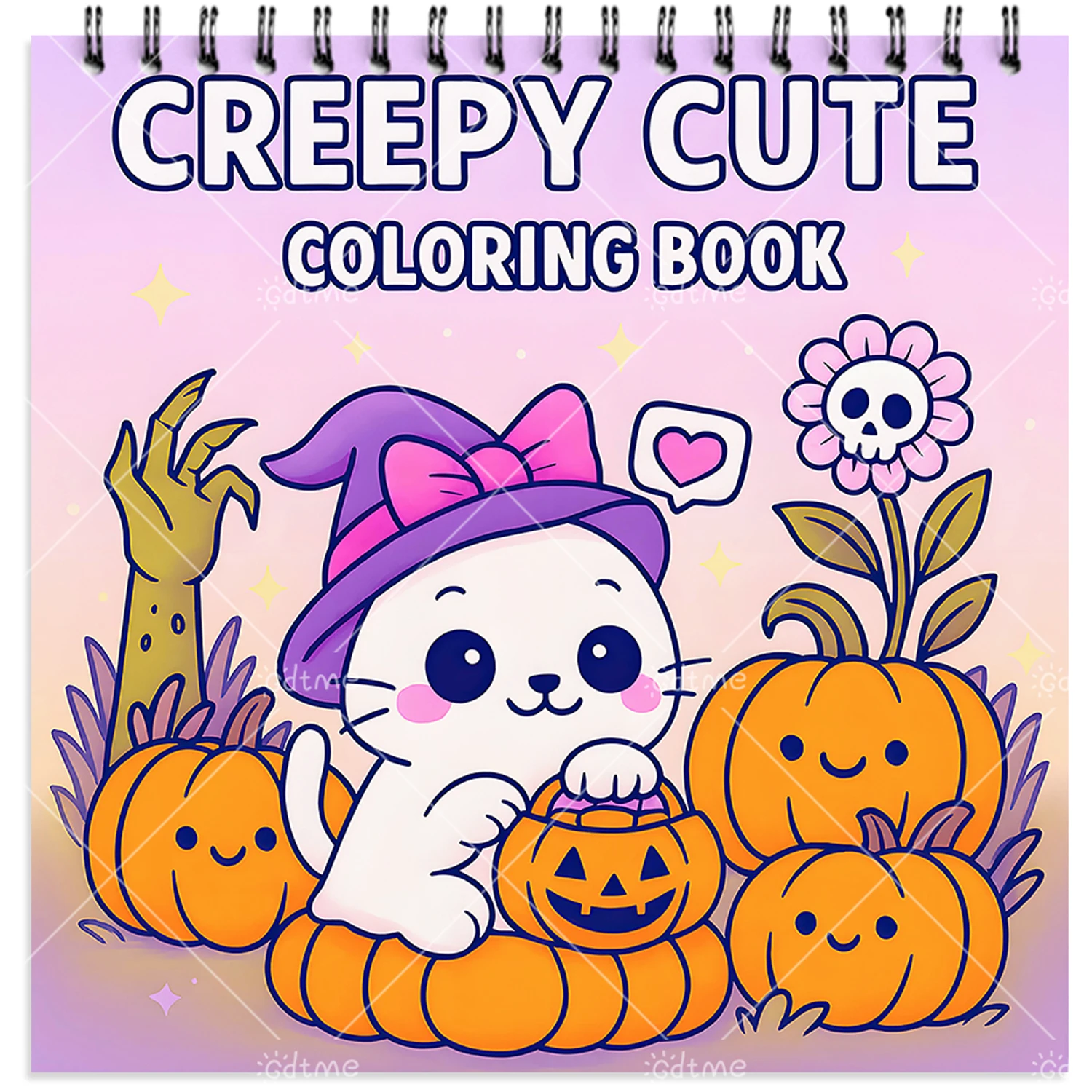 Halloween CREEPY CUTE Coloring Book for Adults Featuring Spiral Binding 24pages Cute Cozy Daily Activities for Relaxation