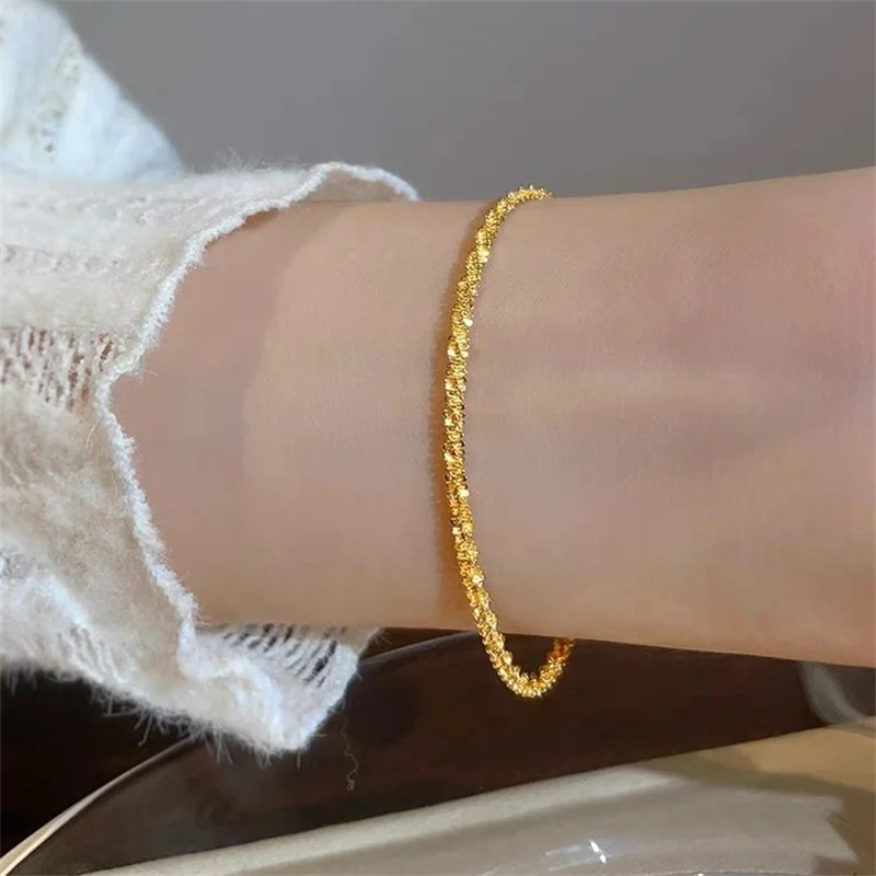 SOMILIA S925 Sterling SilverSparkling Glitter Bracelets  18K gold Plated   Bracelet   High Quality DIY Lady Strap Jewelry Gift