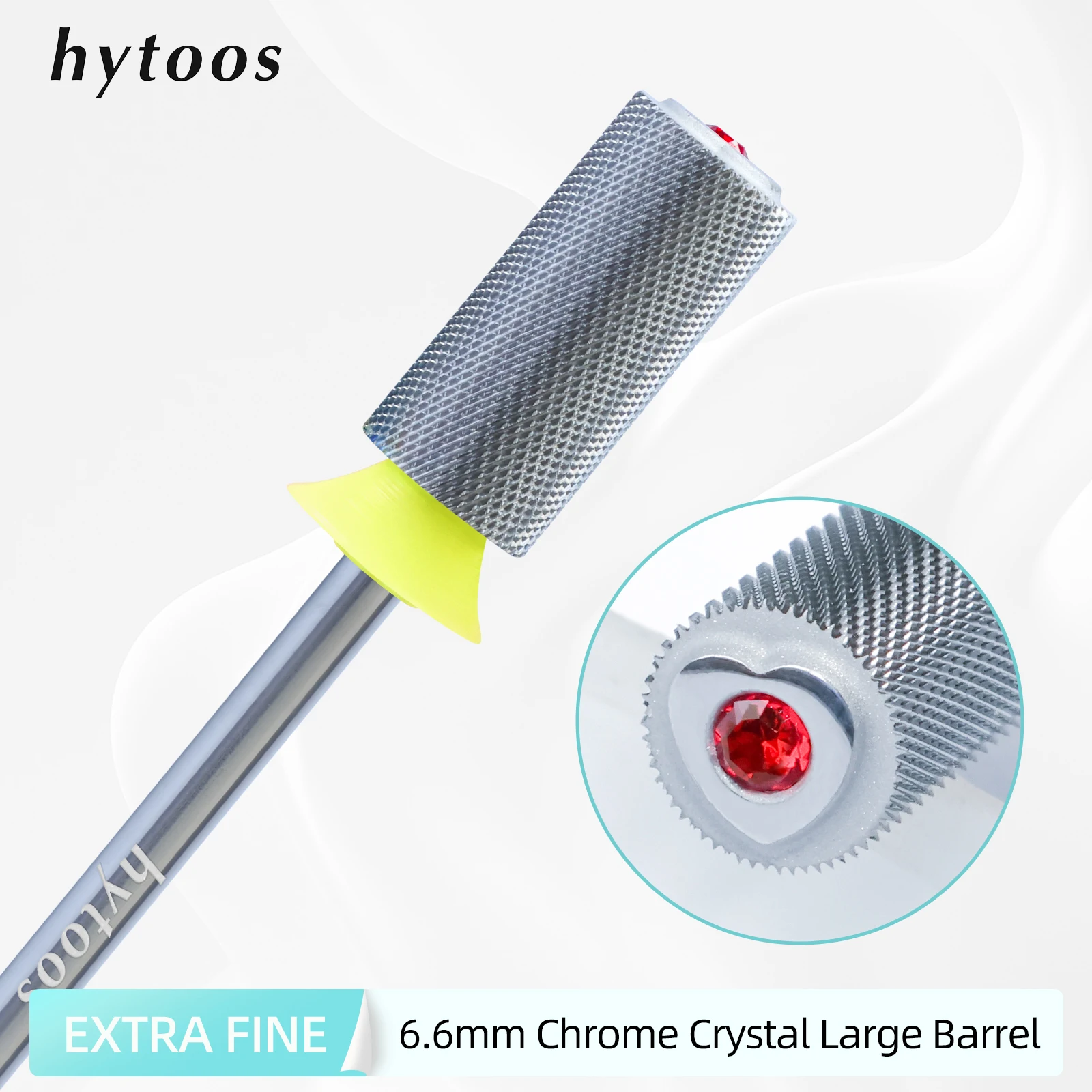 HYTOOS XF 6.6mm Crystal Top Barrel Nail Drill Bits Chrome Carbide Nail Bits Electric Manicure Art Tool Polishing Base Gel