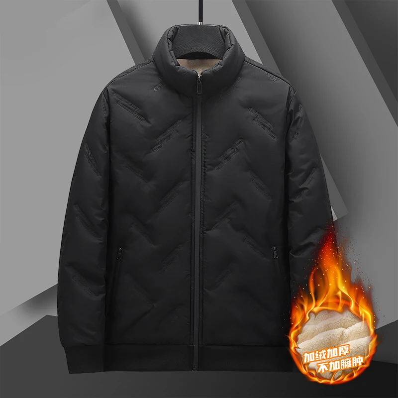 2025 High Quality New Men Winter Lambskin Wool Jacket Men Loose Stand Collar Thicken Fleece Cashmere Overcoat Zipper Solid Coats