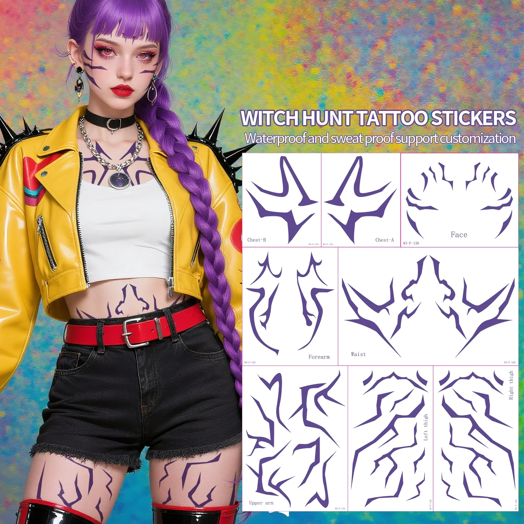 

8pcs/set Kpop Demon Hunters Rumi Kang Temporary Tattoo Sticker Rumi Tattoo Demonizing Sticker For Festival Party Gifts