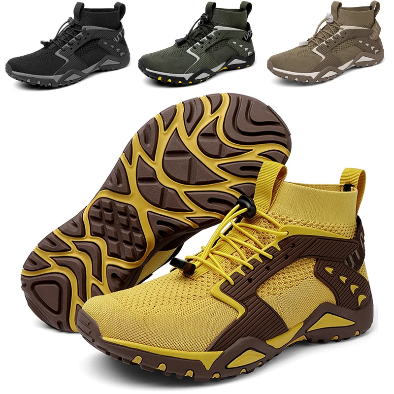 Men Hiking Shoes Aqua Quick-Drying Anti-Slip Casual Sneakers Mountain Swimming Water Shoes Soft Breathable Mesh Walking Sports