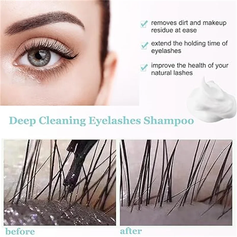 4 in 1 Concentrate Foam Lash Cleaner Kits Lash Shampoo 100ml Eyelash Extension Cleanser Salon Measuring Cup Brush Makeup Tool