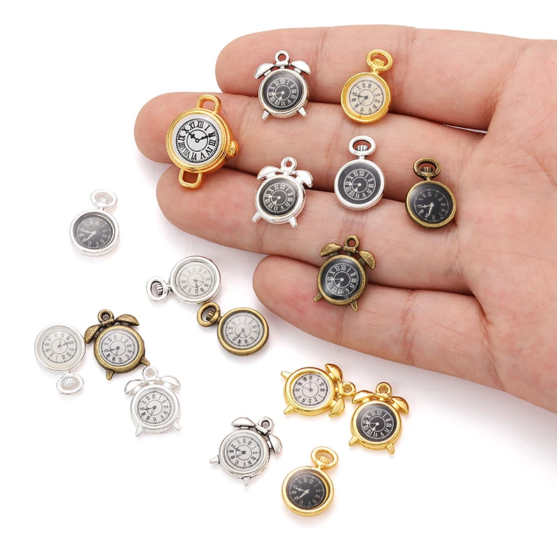 10 pcs Enamel charms antique bronze metal watch pendants fit diy necklace bracelet charms for Jewelry making W80