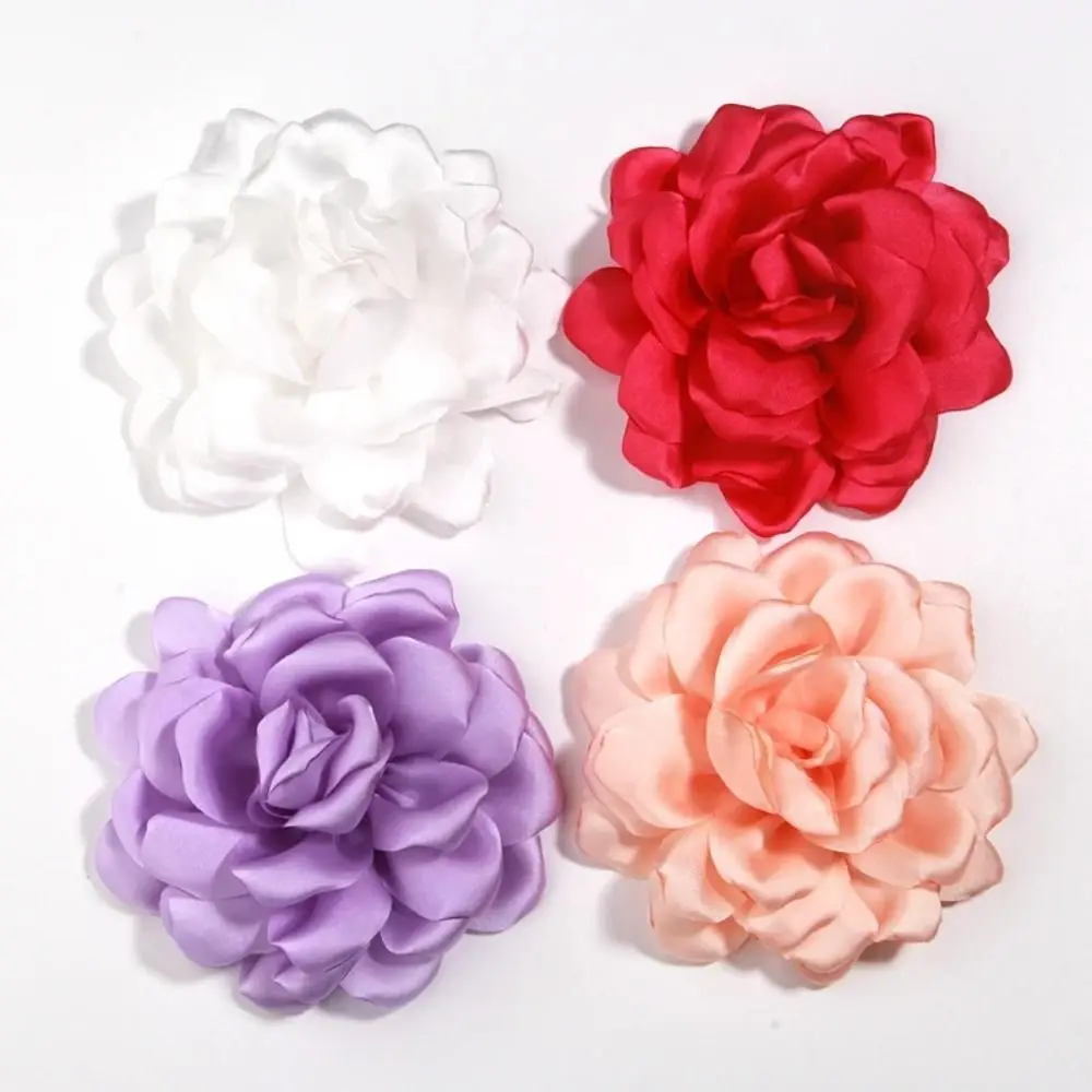 Handmade Lapel Pin Accessories Fabric Artificial Flowers DIY Wedding Dress Decoration Satin Burned Edge Flowers Big Satin