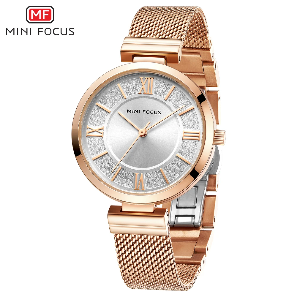 

MINI FOCUS Women's Watches 2020 Luxury Fashion Quartz Watches for Women Rose Gold Mesh Strap Simple Ladies Wristwatch Girls 0272