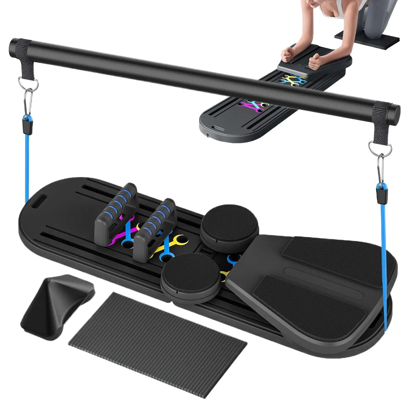 Tabla de Pilates 5 en 1, equipo de ejercicio, tabla de entrenamiento Ab multifuncional para mujeres, hombres, adultos, principiantes, gimnasio en casa, apartamento