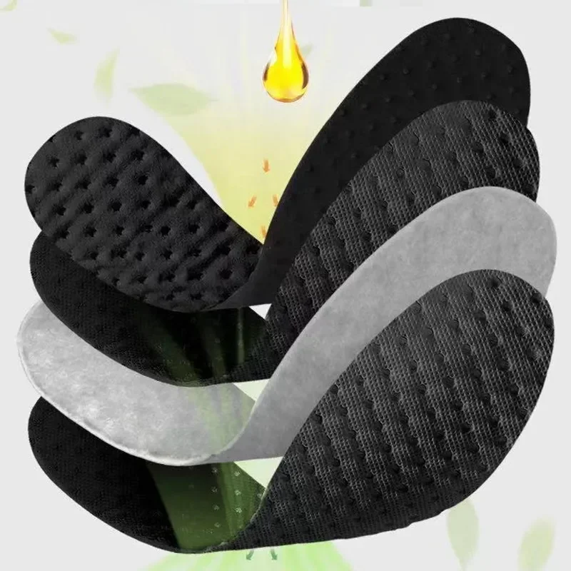 Bamboo Charcoal Antibacterial Shoes Insoles Breathable Deodorant Running Sports Insole for Feet Thick Shock Absorbing Shoe Sole