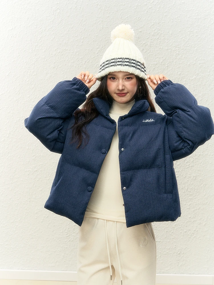 

Lennea Original ort клетчатая хлопковая куртка с простым воротником-стойкой, элитная винтажная универсальная теплая верхняя одежда, пальто