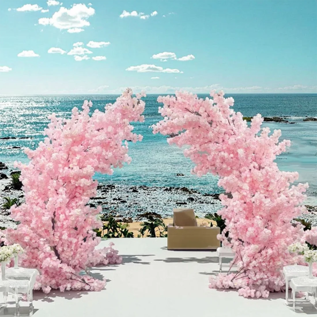 

Artificial Trees Cherry Blossom Tree Pink Color Arch Flower Tree for Outdoor Wedding Decoration