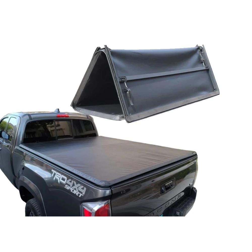 

Soft Tri-fold Tonneau Cover for Ford Raptor F150 F250 F350 Hard Folding Truck Bed with Locking Function