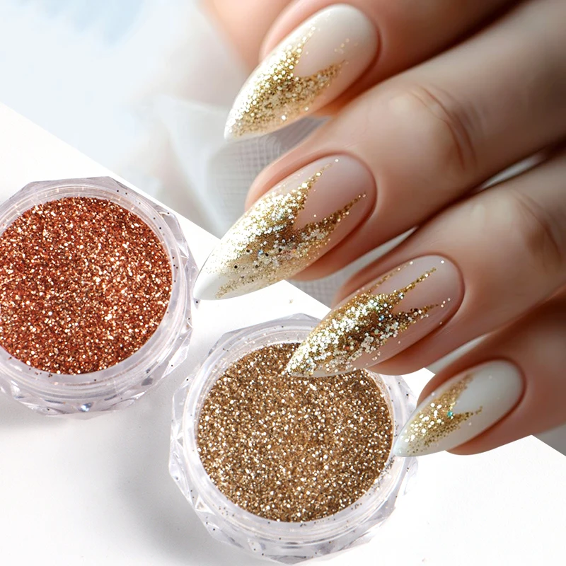 6개입 샤이니 로즈 골드 커피 브라운 슈가 네일 파우더 반짝이는 다이아몬드 크롬 플레이크 더스트 캔디 코팅 가을 겨울 글리터 매니큐어