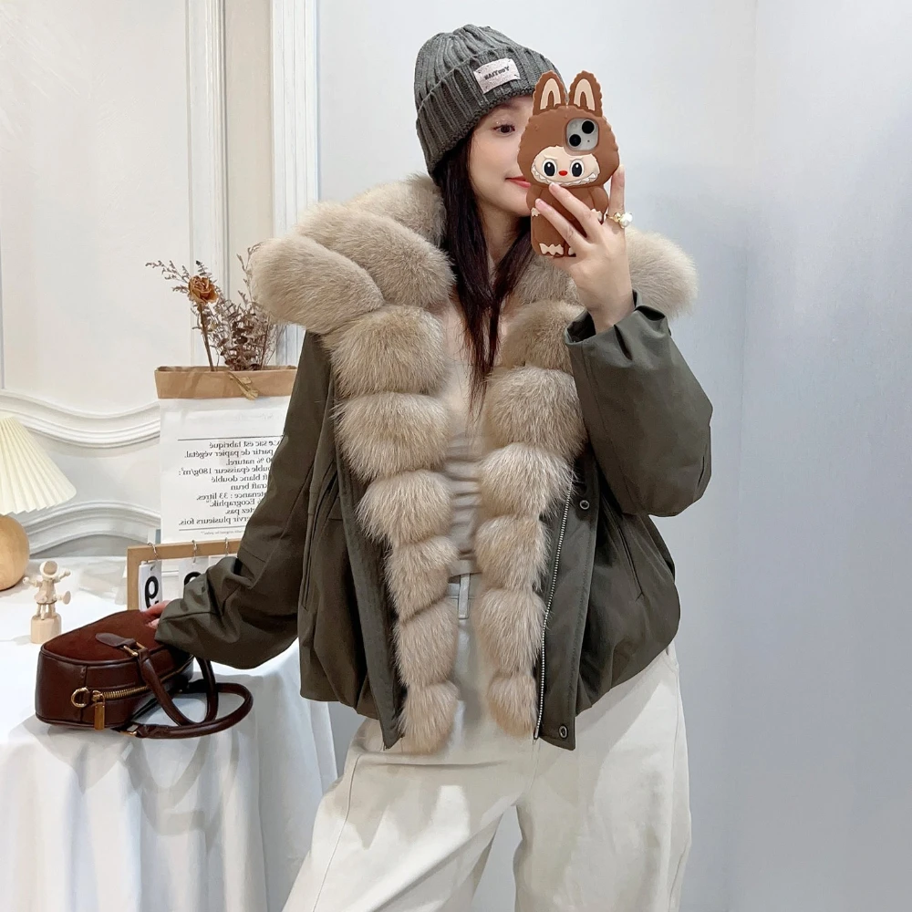 OFTBUY Real Fur Jacket Ladies Duck Down Coats and Parkas Down Jacket Women's Winter Women's Winter Warm Thick Natural Fur Coats