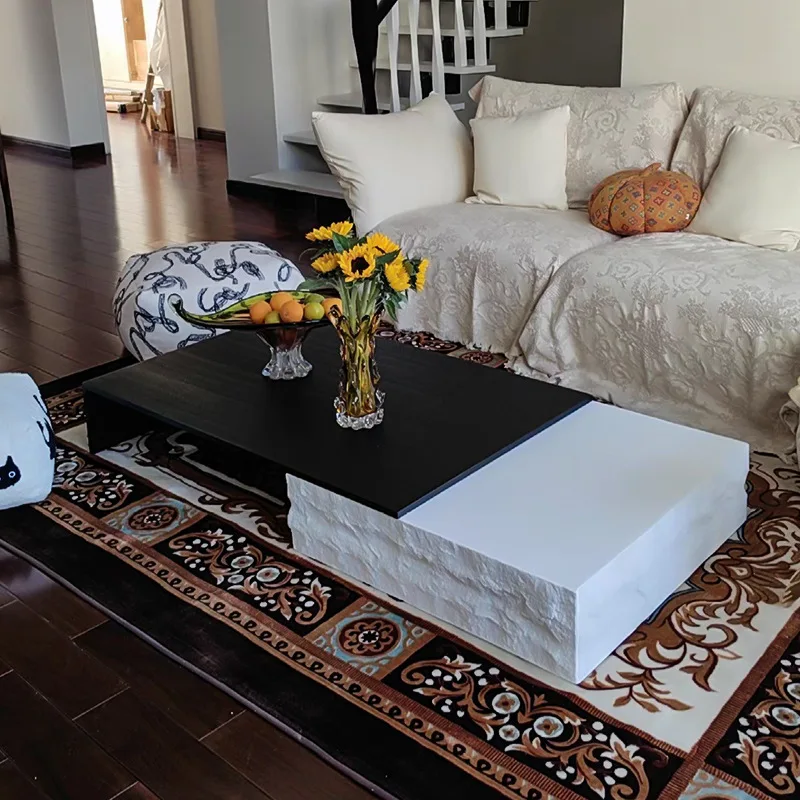 طاولة قهوة إيطالية بسيطة من حجر الجيري ذات إحساس عالٍ #2