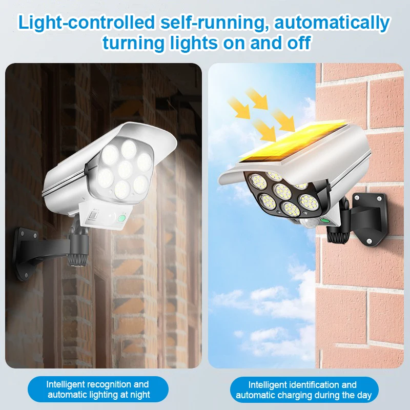 Solar Simulation Camera Lighting Motion Sensor Remote Control Fake Camera Waterproof Safety Light Outdoor Backyard Wall Lamp