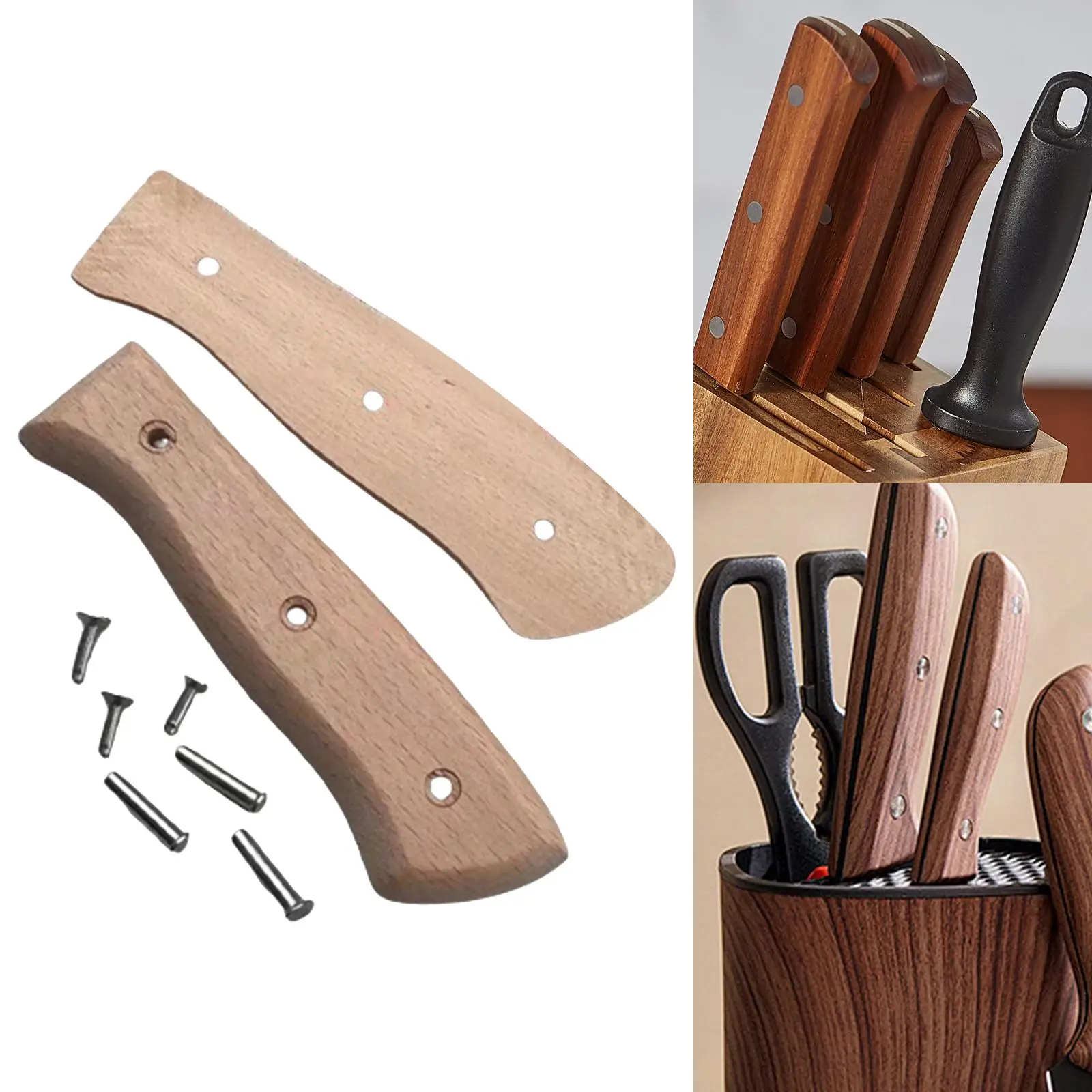 Wood Knife Handle Meat Cutter Handle Kitchen Knife Replacement Handle Wood Knife Repair Handle for Camping