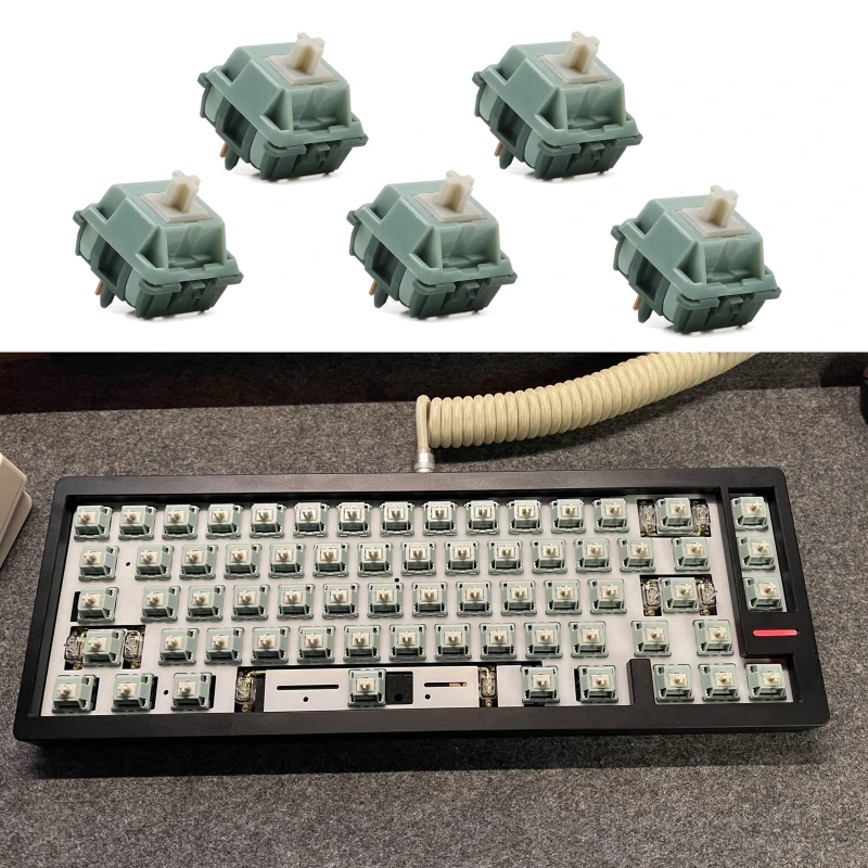 5Pieces Green Snake Switches POM Linear Switches for MX Mechanical Keyboard 5pins 65g Extended Gold-plated Spring