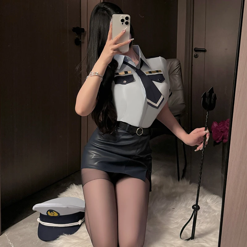 

Sexy Lingerie Cosplay Police Uniform Female Cop Sheath Dress Policewoman Outfit Roleplay Costumes Women Officer Halloween Hot