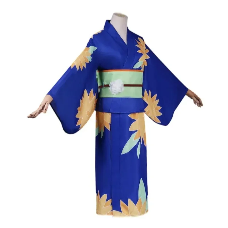 Anime Tokyo Revengers Emma kawaii cosplay costume women blue kimono Japanese uniform belt headdress girl Halloween party outfit