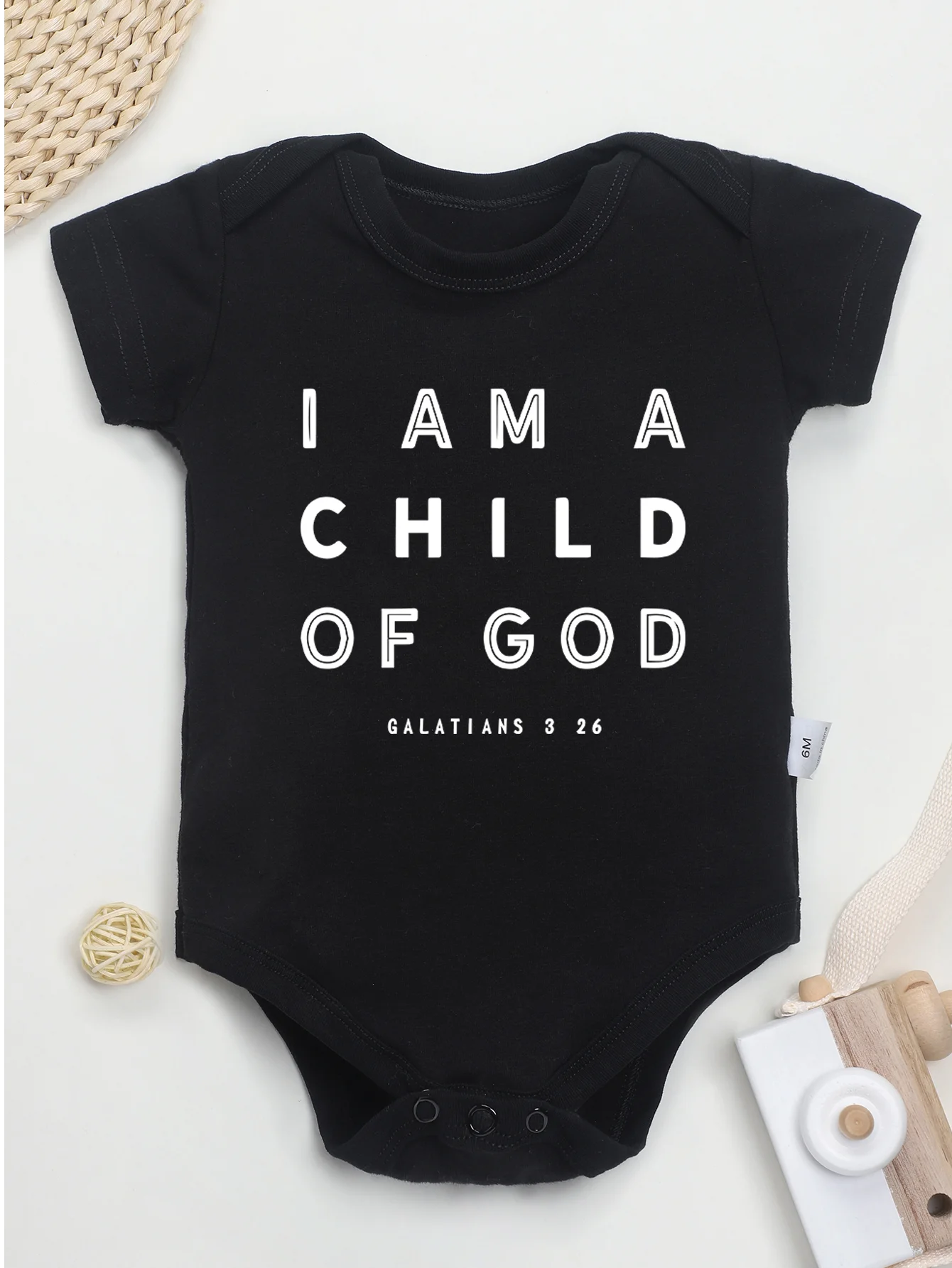 Trendy Clothes Baby Girl Boy Summer Jumpsuit I Am Child of God Printing Exquisite Infant Bodysuit Simple 0-24MSize Short Sleeve