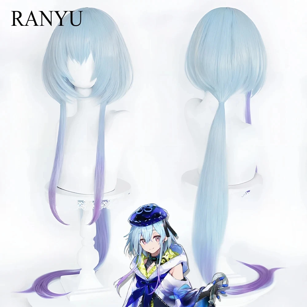 RANYU Arknights Mizuki Wig Synthetic Long Jellyfish Head Ombre Blue Purple Gradient Game Cosplay Hair Wig For Daily Party