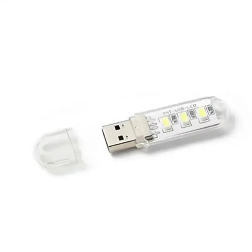 Portable 3LED USB Night Light 5V DC Mini Night Lamp White Light Book Reading Flashlight Bedroom