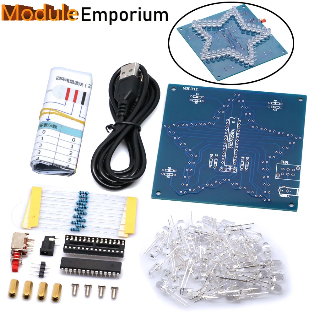 DIY Electronic Kit Five-Pointed Star Colorful Glare LED RGB Module Water Light 51 Single Chip Microcomputer For Arduino