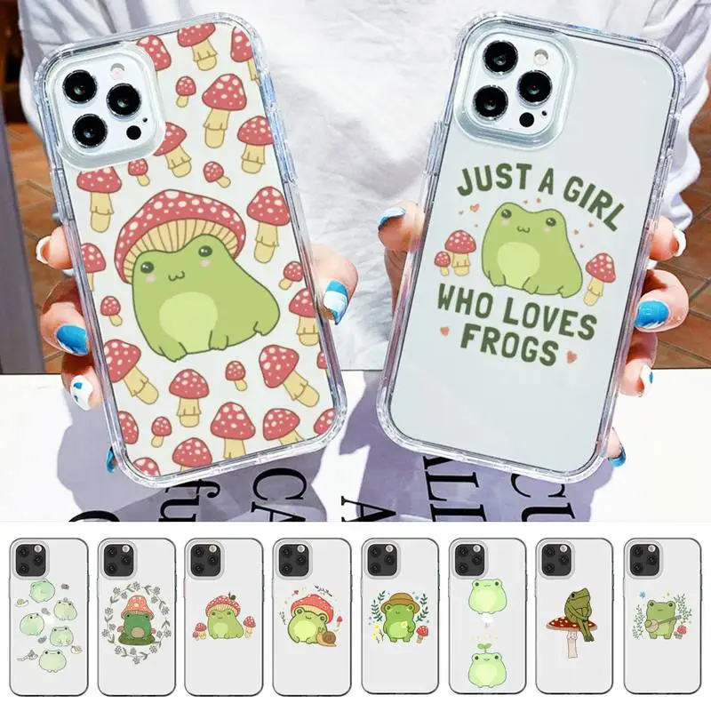 Funny Animal Frog Phone Case For iPhone 14 13 12 11 Pro Max Mini X Xs XR 6 7 8 Plus SE 2020 Transparent Case