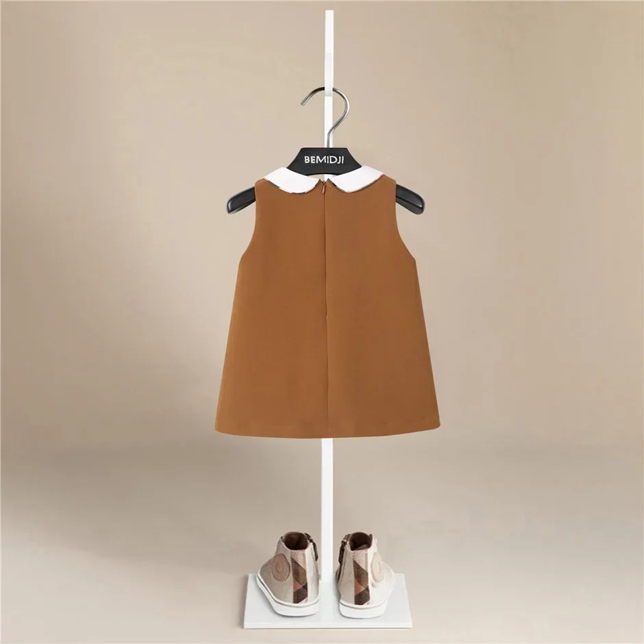 New Baby Girl Dress Cute Casual Retro Sleeveless Vest Girl Princess Dresses Cotton Lining  Children's Kids Clothing Summer