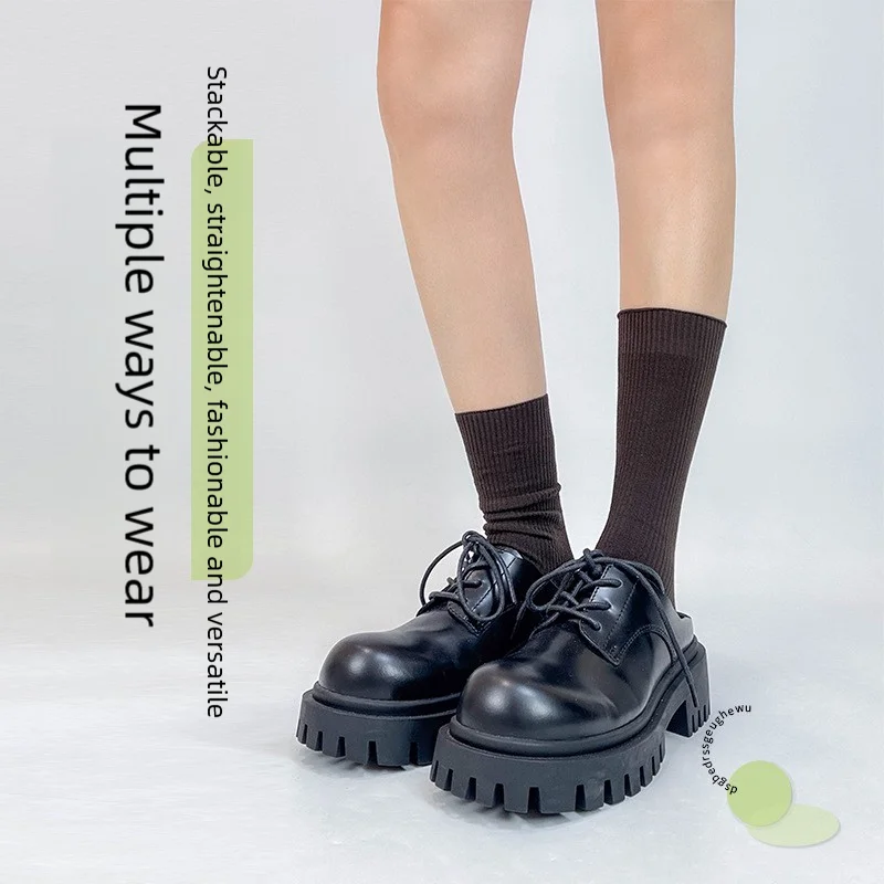 Women's 2026 Early Spring Double‑Knit Solid Stacking Socks, Seamless Cotton Mid‑Calf Socks, Breathable Slim Fit Versatile Casual
