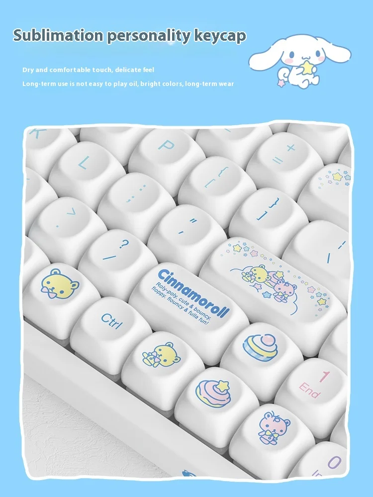 Imagem -03 - Akko Cinnamoroll Teclado com Fio Mecânico Teclado de Jogos dos Desenhos Animados Hot Swap Presente para Meninas Computador de Escritório 3087