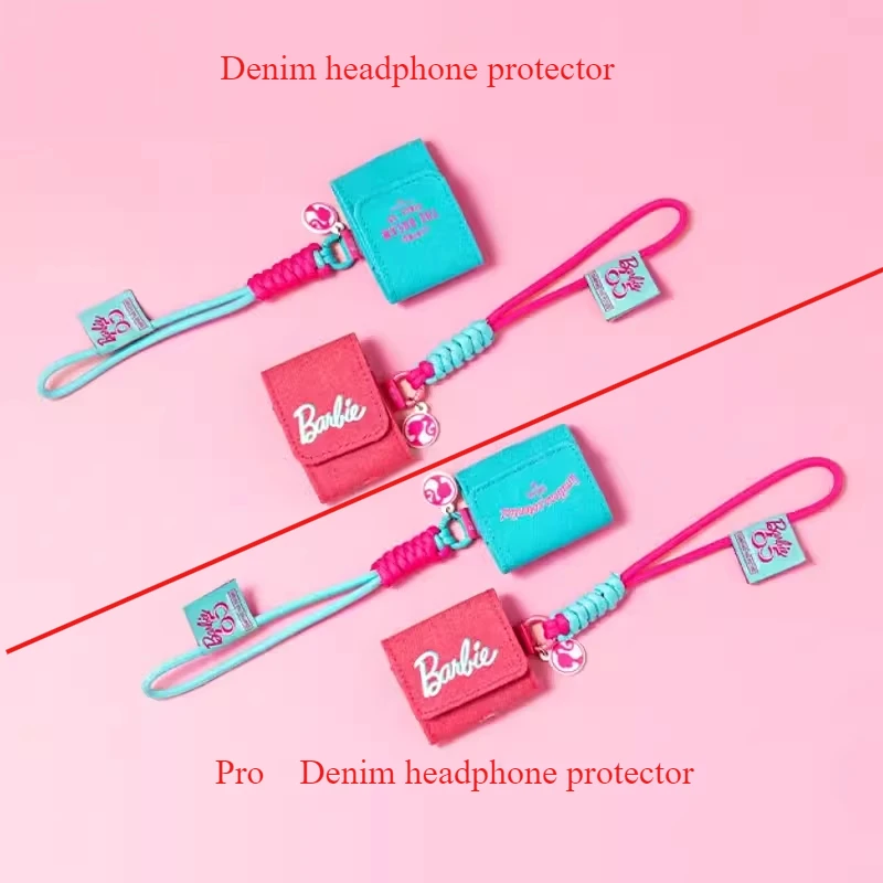 MINISO Barbie Sunshine Funda protectora para auriculares de tela vaquera Apple Airpods Linda funda protectora