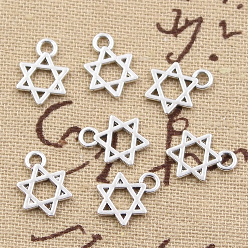 100 sztuk Charms gwiazda dawida tarcza 13x10mm antyczny wisiorek fit,Vintage tybetański kolor srebrny, DIY bransoletka naszyjnik