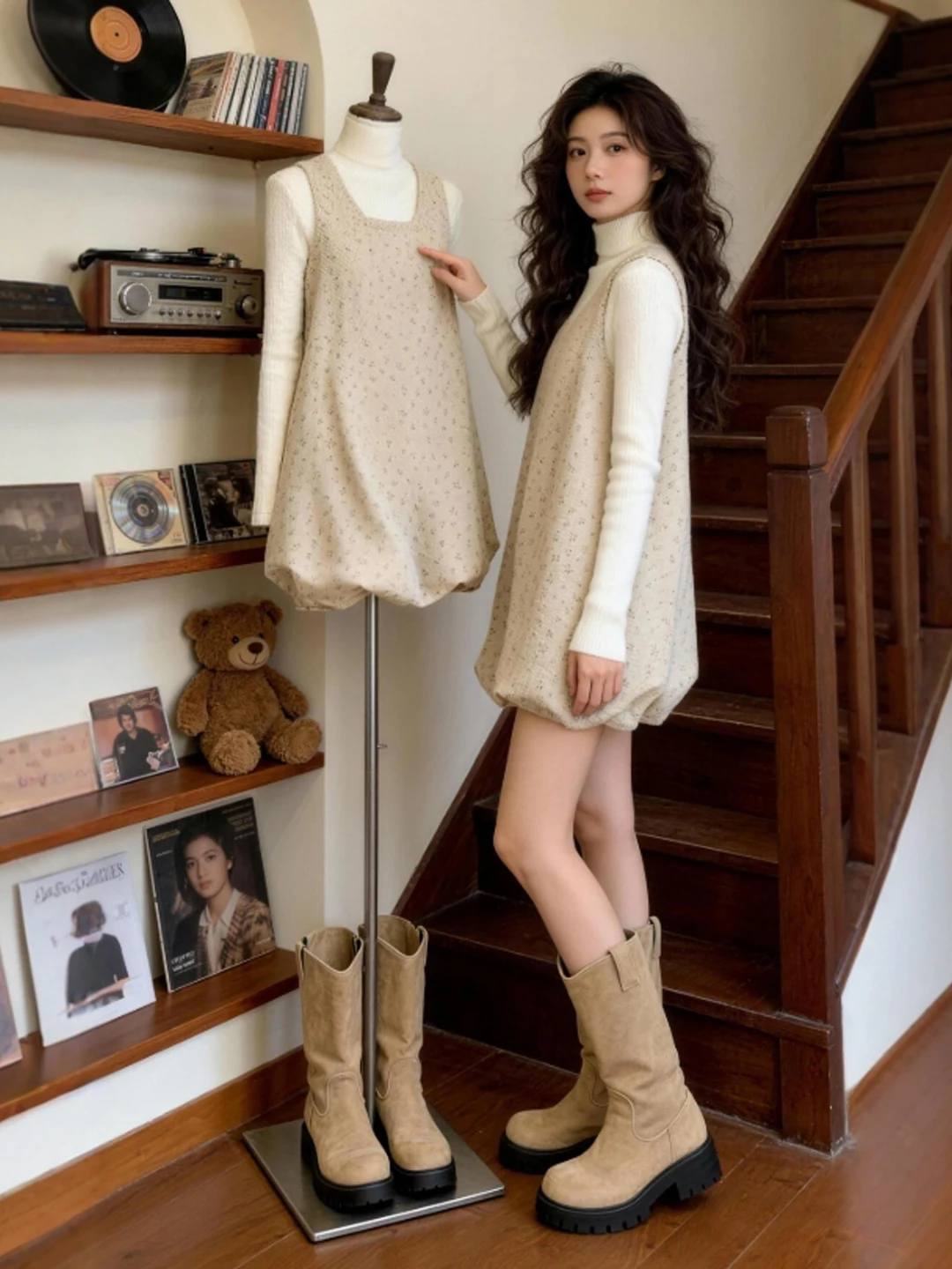 

Gentle Wind Unique Super Beautiful Base irt Vest Dr Two-Piece Set Anti-Aging Whole Set Matching Spring 26 Faion Set