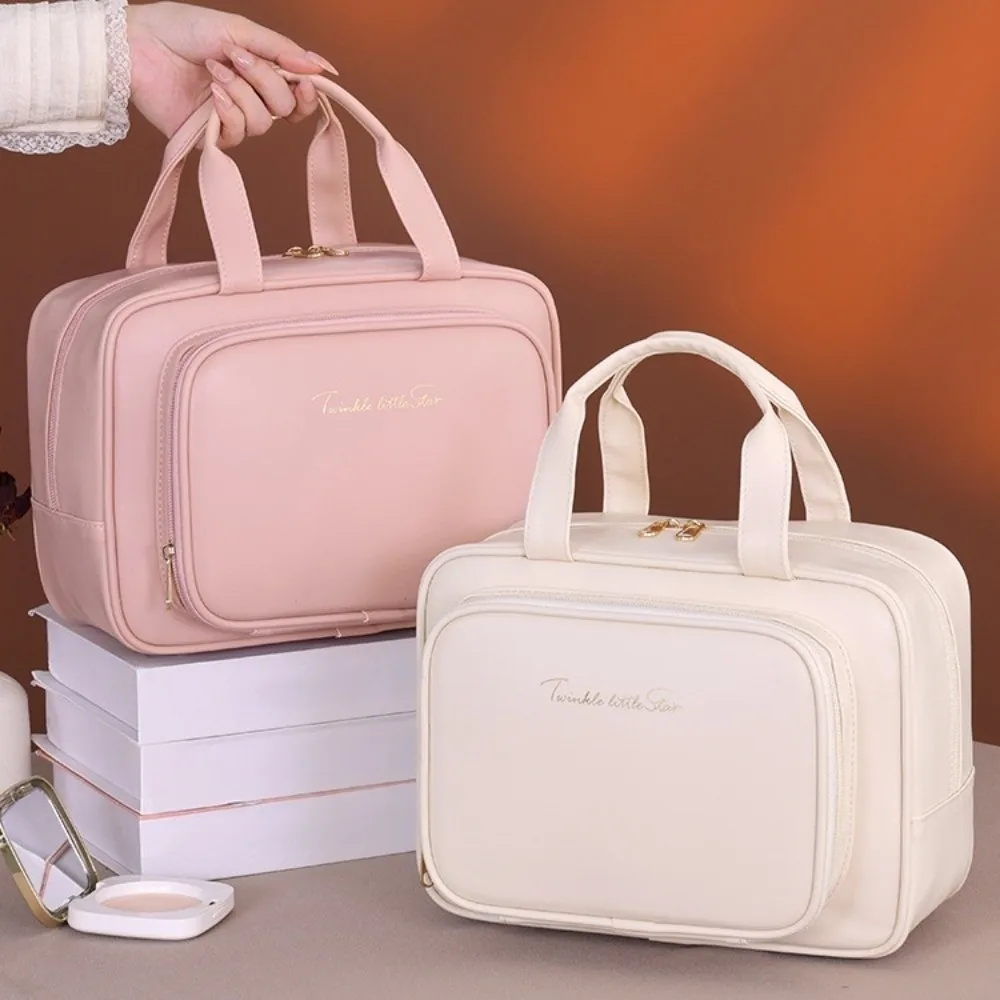 Simple Storage Makeup Bag Handle Large Capacity Cosmetic Container Multifunctional Portable Travel Wash Pouch Data Cable Storage