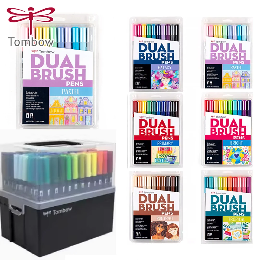 10 Color Japan Tombow Double Headed Watercolor Pens Set ABT Soft Headed Brush Drawing Graffiti Washable Children's Art Supplies