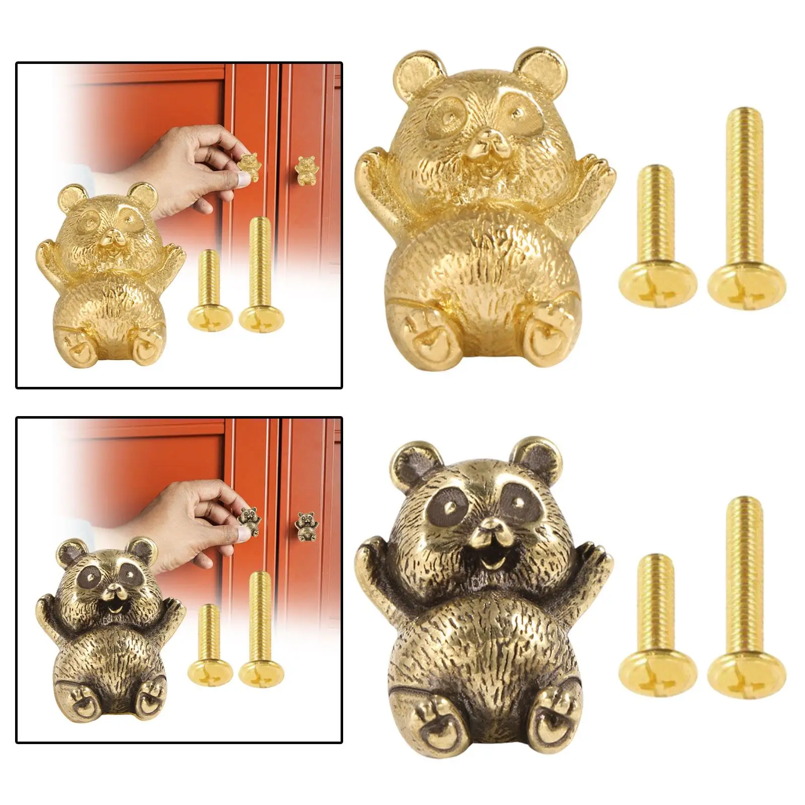 Brass Panda Furniture Handle Kitchen Drawer Handle Cute Gift Creative Hardware Sturdy Wardrobe Door Pull for Bedroom Bathroom