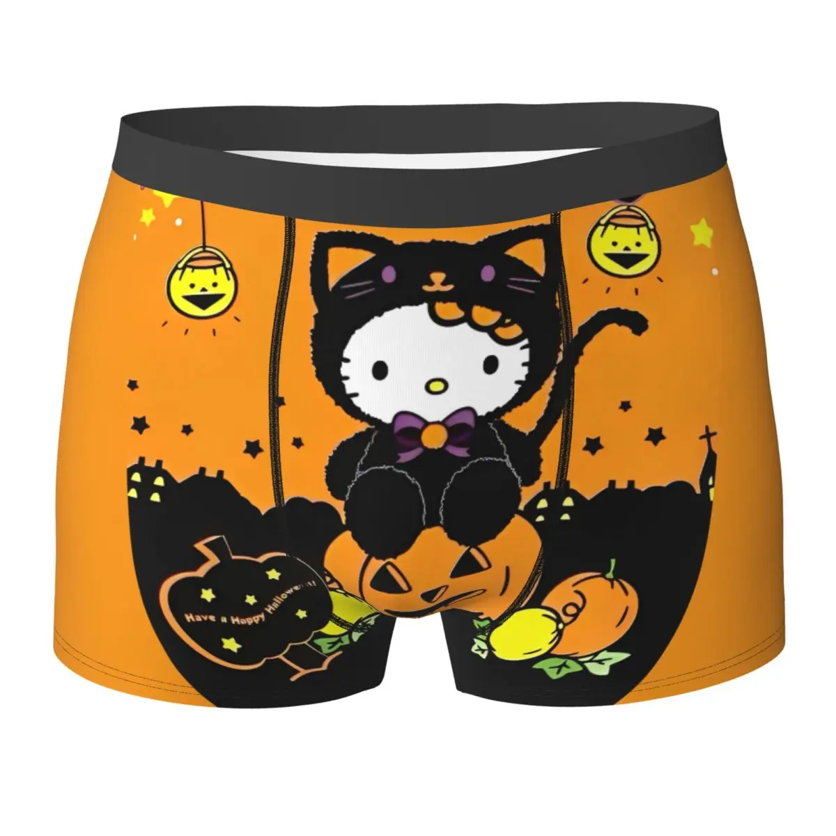 

Kawaii Hello Kitty Underwear Cute Cartoon Plain Underpants Printing Boxer Brief Pouch Men's Oversize Trunk