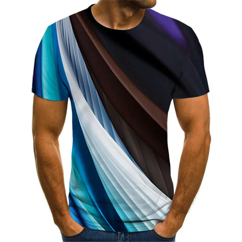 Summer Fashion Trend Geometric Fringe Men T-shirts New Casual 3D Printed Short Sleeve Leisure Round Neck streetwear Tees Tops