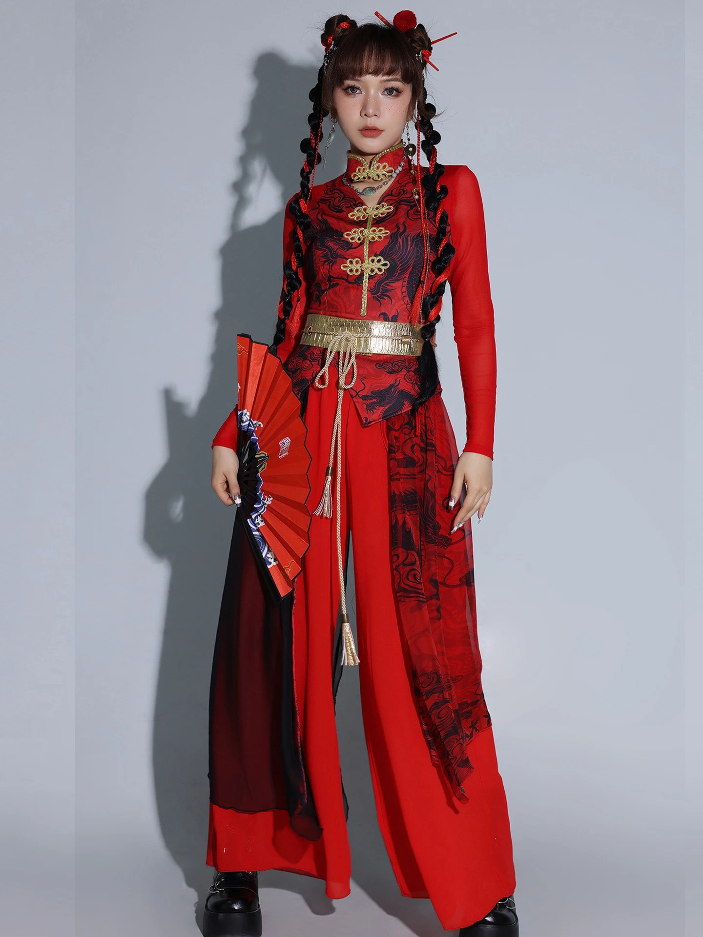 New Women's Dance Costume Traditional Chinese Style Jazz Dance Outfit Year End Performance Drumming Suit Customizable Size