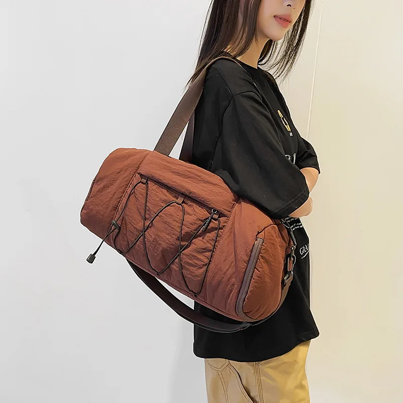 Large-Capacity Travel Bag for Women, Lightweight Satchel Cross-Body Sports Fitness bag, Shoe Compartment, Storage Luggage Bag 