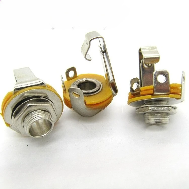 5pcs 6.35mm/6.5mm Mono Female Jack Panel Mount Socket for Microphone Mixer Audio Sound Equipment