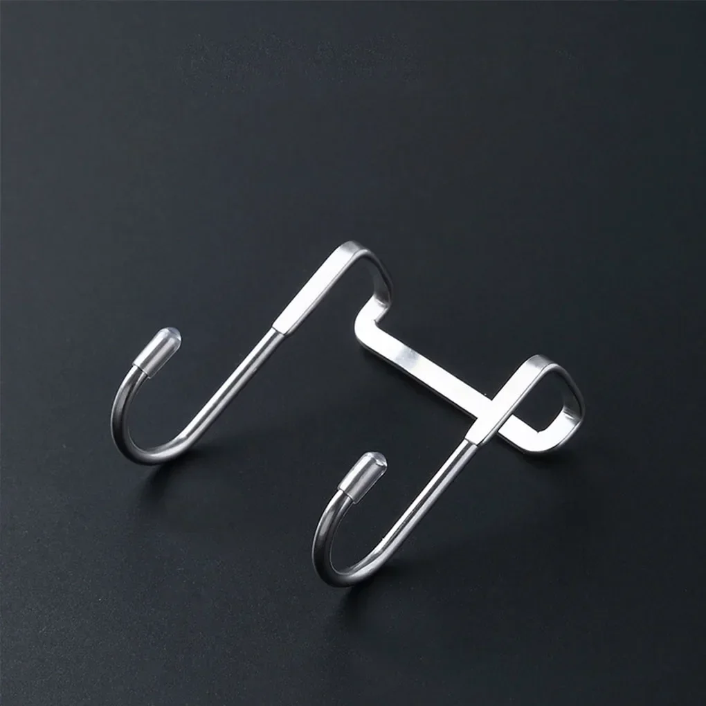 S-shaped Door Rear Hanger Hook Stainless Steel Non-punching Cabinet Door Hooks Clothing Coat Home Storage Wall Hooks Garden