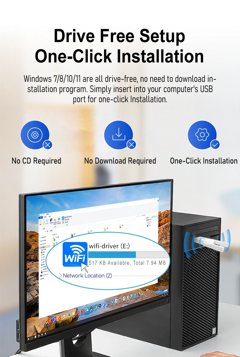 Mini AC600 2.4GHz 5.8GHz Dual Band Receiver External Laptop Network Card Wi-Fi USB Dongle Wireless USB Adapter