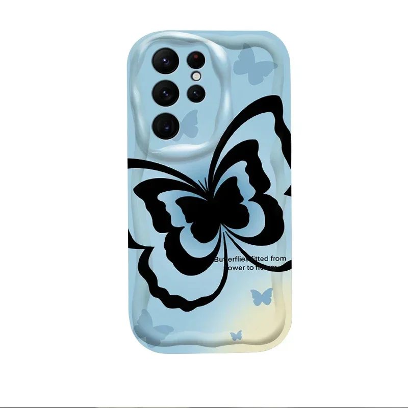 الفاخرة فراشة زهرة ثلاثية الأبعاد موجة جراب هاتف لسامسونج غالاكسي S25 S24 الترا S23 S22 S21 S20 زائد FE A56 A36 A26 غطاء مقاوم للصدمات